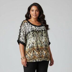 UNIQUE SPECTRUM | Animal Print Blouse Sz 3X